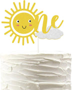 Sun One Cake Topper for Baby 1st Birthday,You Are My Sunshine Cake Topper,Gold Glitter Sunshine First Anniversary Shower Topper.