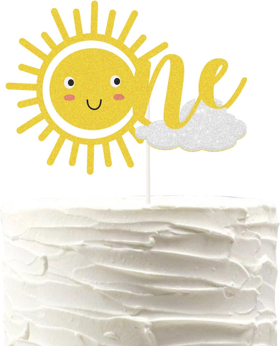 Sun One Cake Topper for Baby 1st Birthday,You Are My Sunshine Cake Topper,Gold Glitter Sunshine First Anniversary Shower Topper.