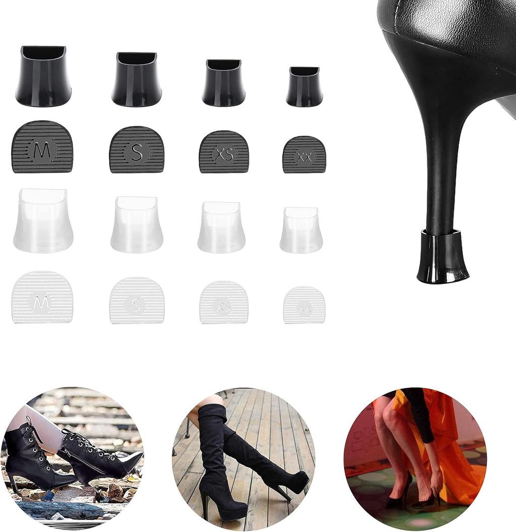 SooGree High Heel Protectors 8 Pairs Heel Repair Caps Covers & Heel Stoppers 4 Sizes Heel Cover Perfect for Wedding,Grass,Gravel,Wetlands Outdoor Events (XXS,XS,S,M)