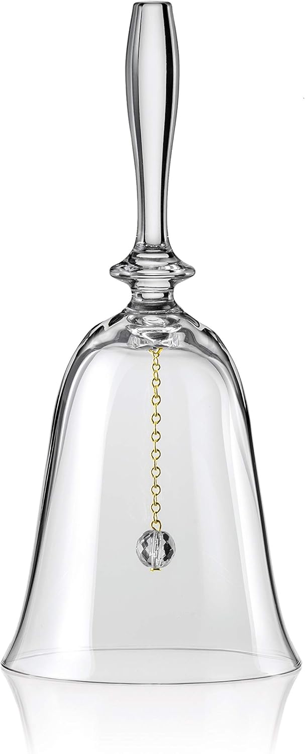 Barski - European Quality Glass - Bell - 7" H with Gold Chain for Clapper - Glass Crystal - Made in Europe
