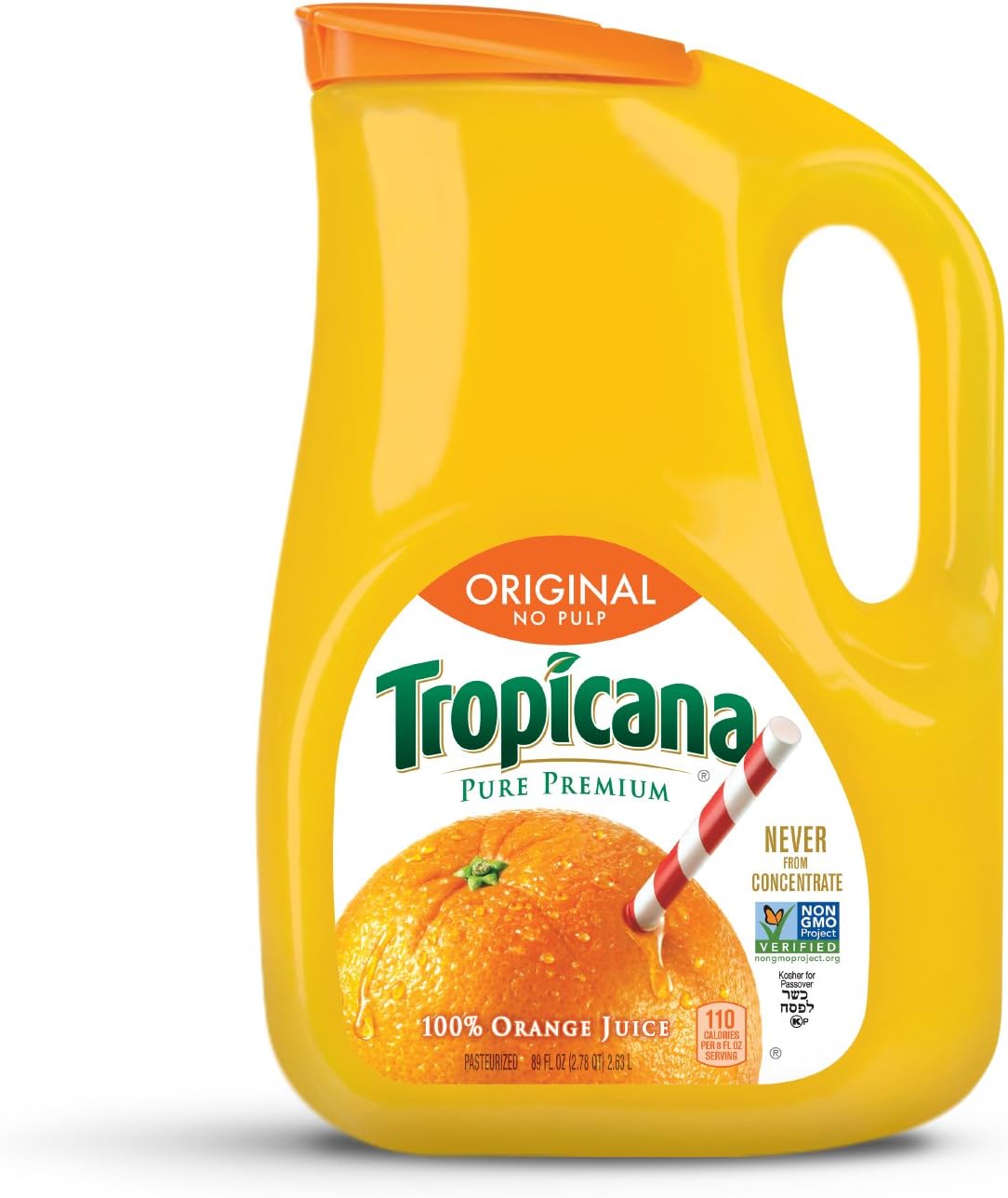 Tropicana, Orange Juice, No Pulp, 89 fl oz. bottle
