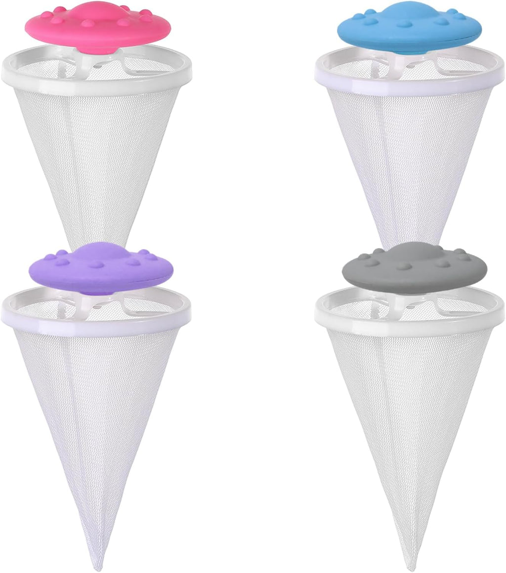 4PCS Washer Hair Remover Floating Filter Reusable Lint Trapper Mesh Pouch Laundry Cleaning Ball for Pet Fur and Debris Universal for Home Washing Machines