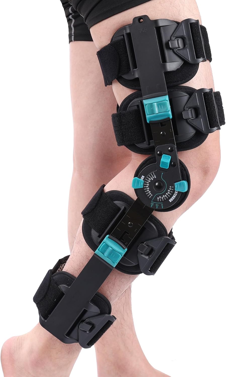 Hinged ROM Knee Brace, Adjustable Post Op Knee Immobilizer with Side Stabilizers, Medical Orthopedic Knee Support for Arthritis, ACL, MCL and PCL Injury