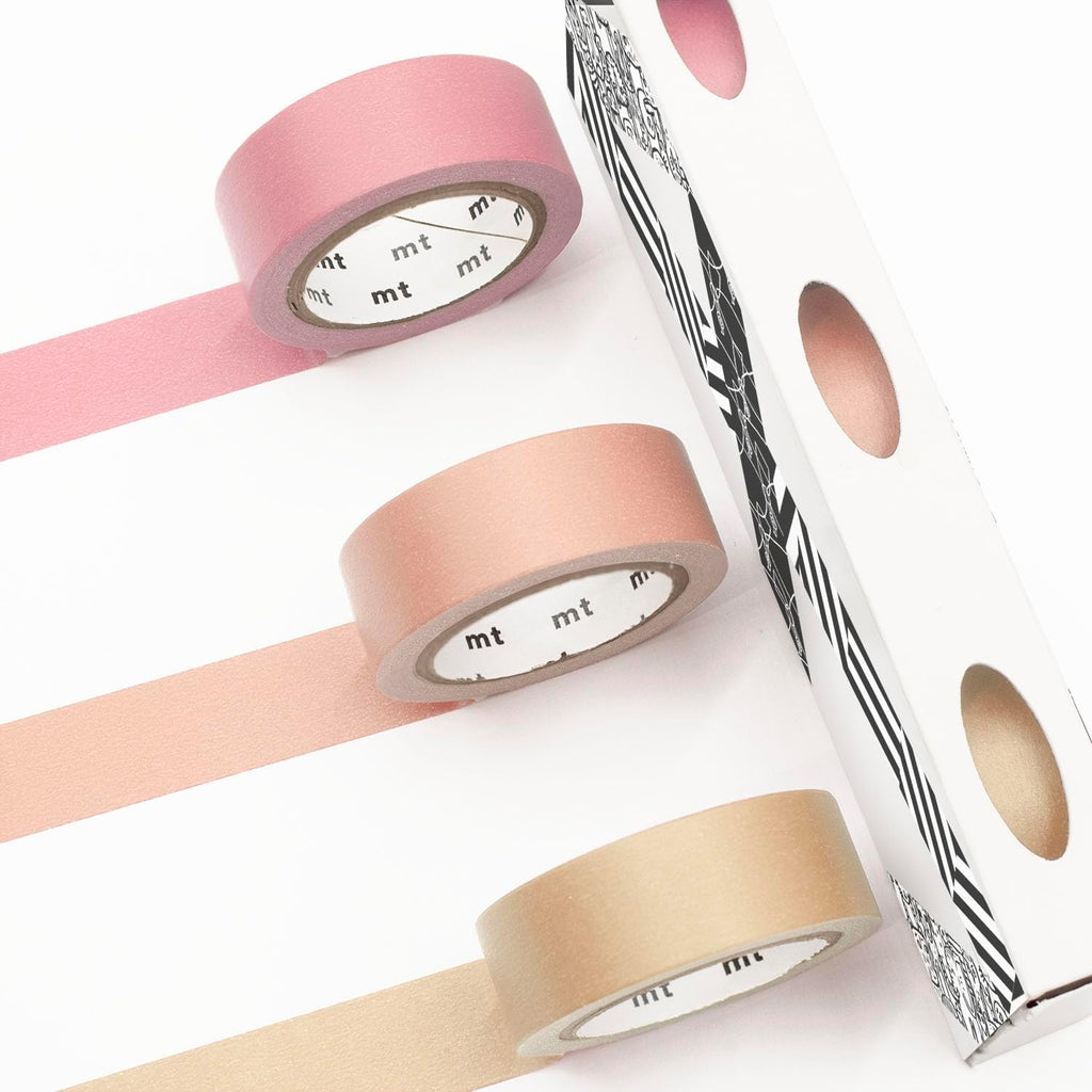 MT Washi Masking Tape - Kamoi Paper Adhesive Tape - 15mm * 7m - Warm Pastel Scarlet, Carrot, Marigold - Set of 3