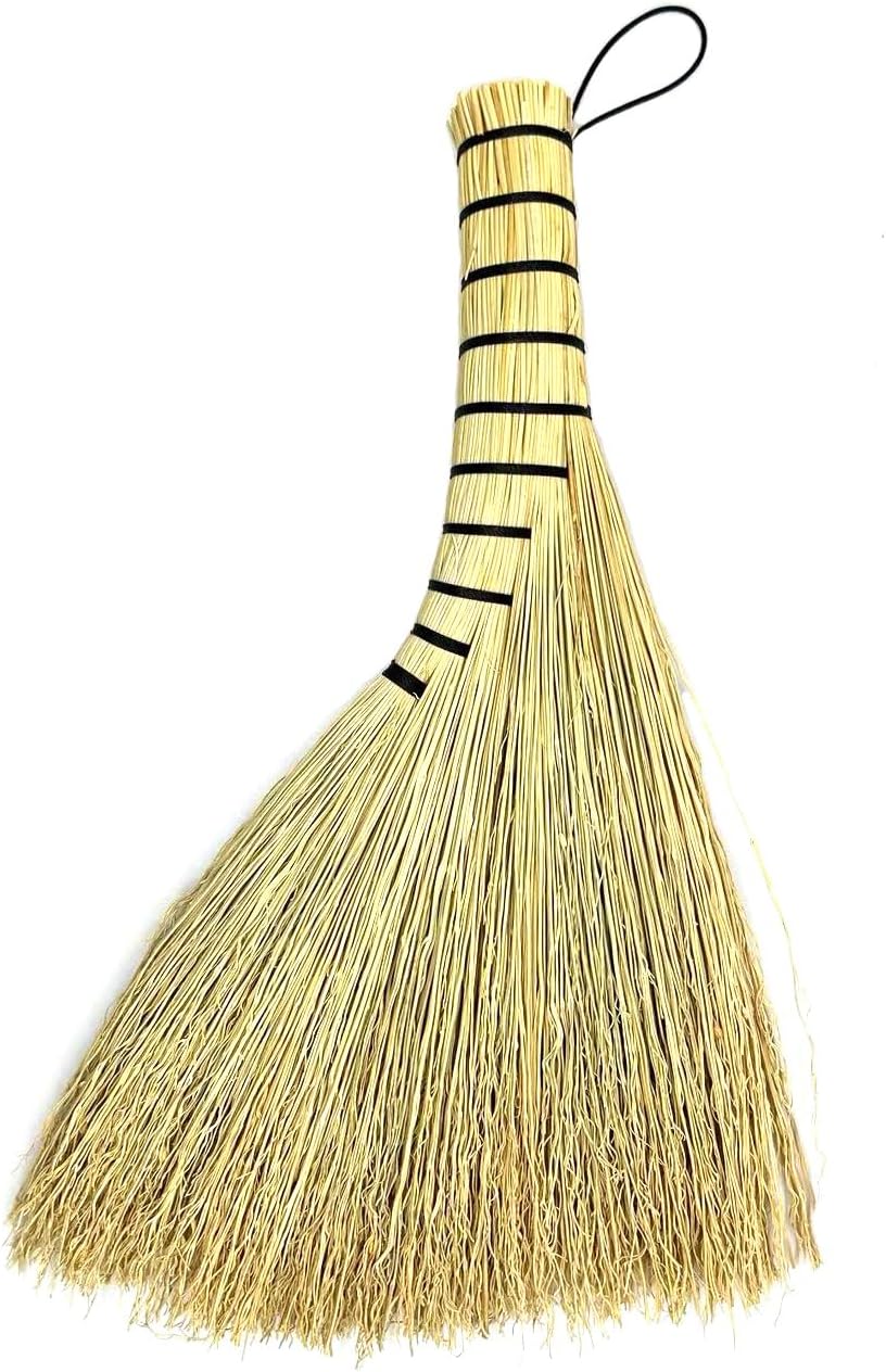 Corn Mini Whisk Broom Dust Brush Home Office Cleaning Tool 100% Handmade for Floor Cleaning Sweeping Outdoor Car Porch Debris Dust Dirt Driveways Sidewalks Halloween (Black Knot)