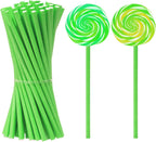 50Pcs Candy Paper Sticks Candy Making Treat Stick for Christmas Birthday Party Cake Pop Cupcake Topper Rainbow Candy Cookie Dessert Chocolate Sucker (Light Green, 3.5x100mm)