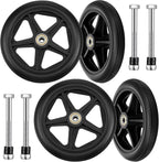 Covzoe 4 Pack Walker Wheels Replacement, 6 Inch Anti-Slip Solid Roller Wheels for Walkers, Heavy-Duty Office Wheelchair Front Wheel Accessories, Hub for Wheelchairs Rollators Walkers