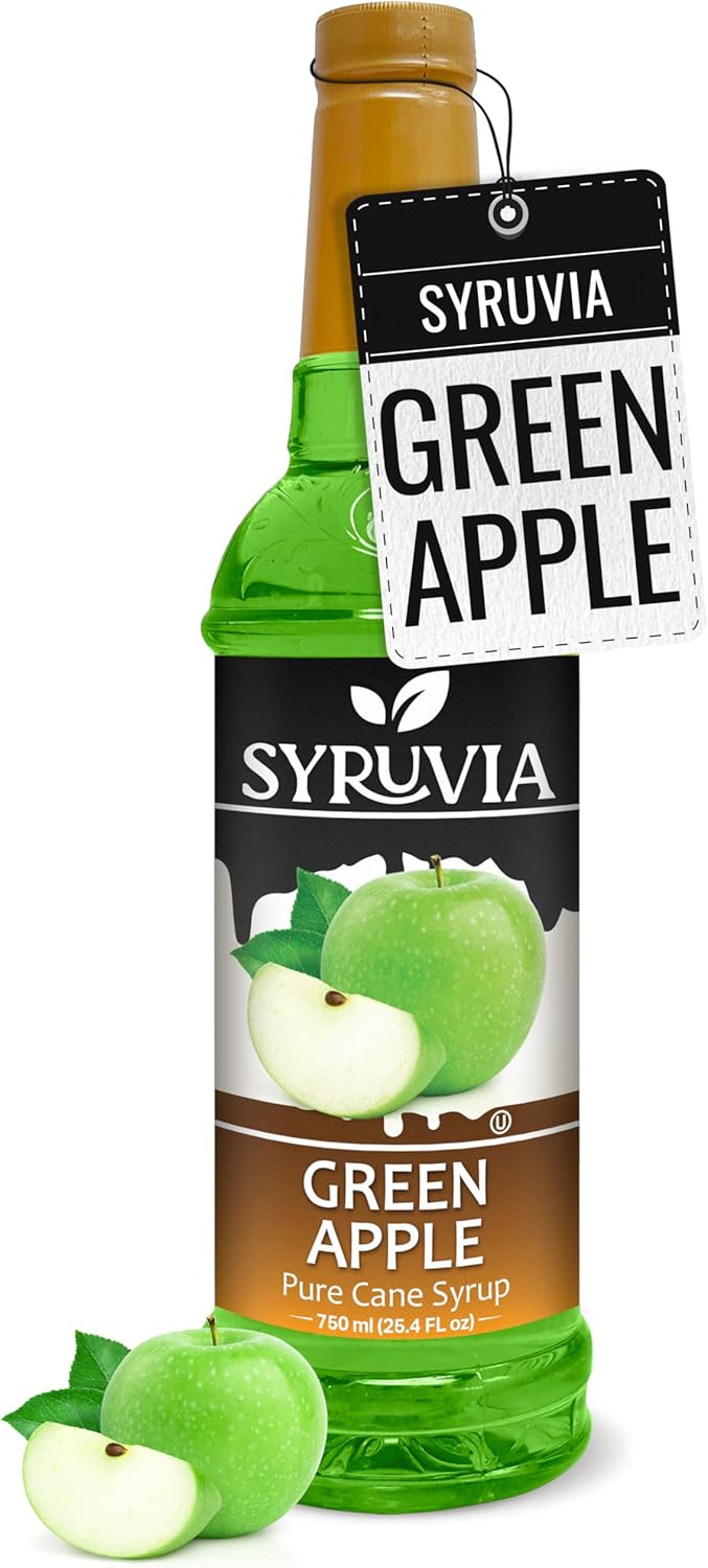 Syruvia Green Apple Syrup, Flavored Syrup for Drinks, Cocktails, Lemonades, Iced Teas, and Desserts – 25.4 fl oz