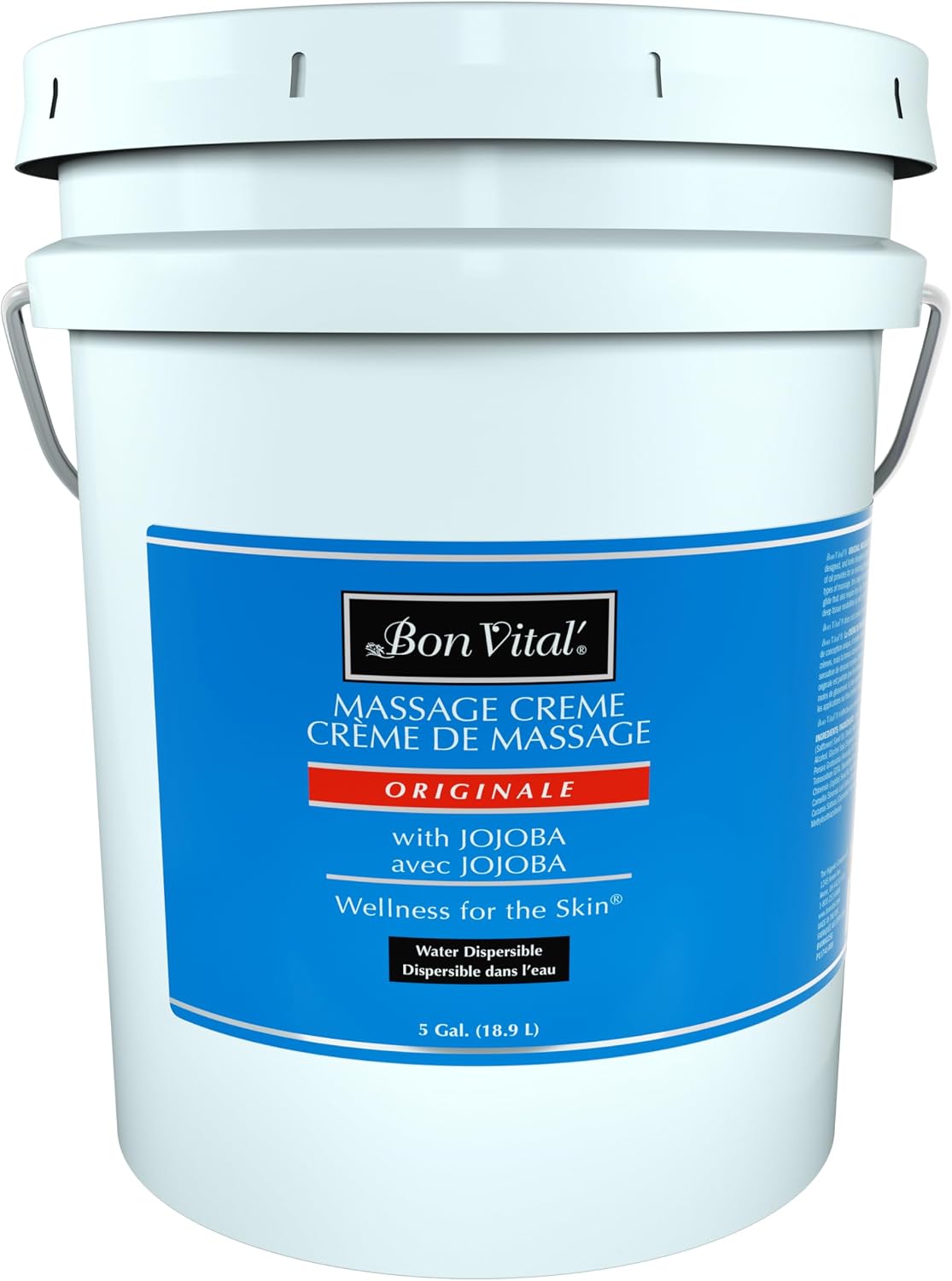 Bon Vital' Original Massage Crème for a Versatile Massage Foundation to Relax Sore Muscles & Repair Dry Skin, Revitalize Skin and Lock in Moisture, Allows for Muscle Manipulation, 5 Gallon Pail