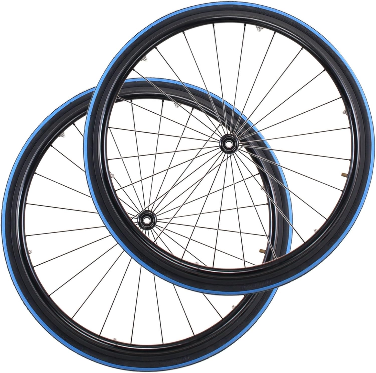 Pair of 24 Inch Wheelchair Rear Replacement Wheels, Pneumatic Rubber Tires, Aluminum Hubs, for Manual Wheelchairs, Walkers