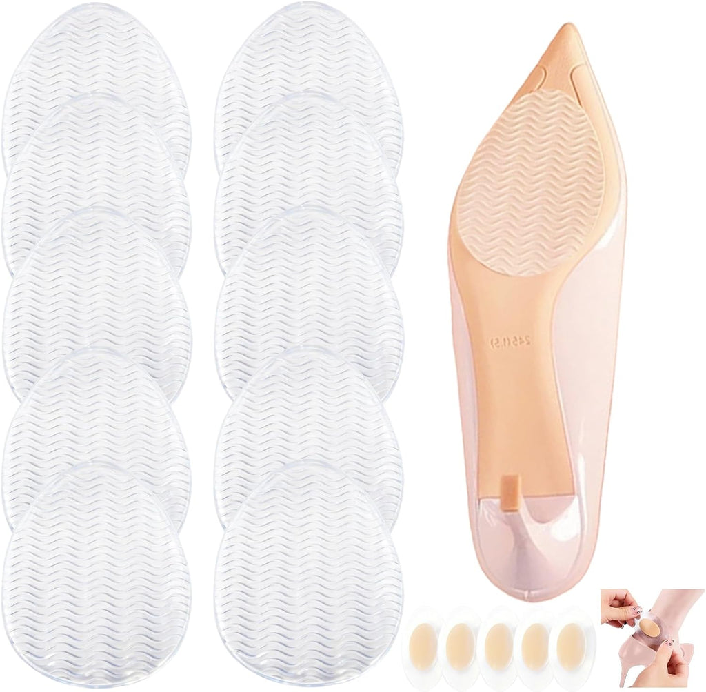 5 Pairs Clear Non-Slip Shoe Pads Sole Protectors Adhesive, High Heels Anti-Slip Shoe Grips, Non-Skid Sole Protector for Stilettos Dress Shoes & Pumps