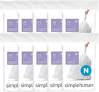 simplehuman Code N 200 Count, Dispenser Pack Custom Fit Liners, Drawstring Trash Bags, 45-50 Liter / 11.9-13.2 Gallon, White