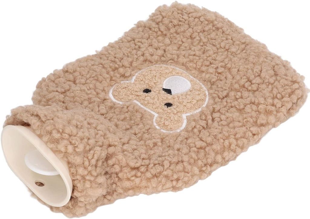 HEEPDD Rubber Hot Water Bottle, Liter Capacity for Warm Comfort, Ideal for Adults and Kids Rubber Hot Water Bottle, Plush Cover, 1 Nan Office and School Supplies (Coffee Color Bear Head)