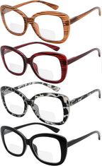 Eyekepper 4-pack Bifocal Reading Glasses for Women - Stylish Ladies Bifocal Readers