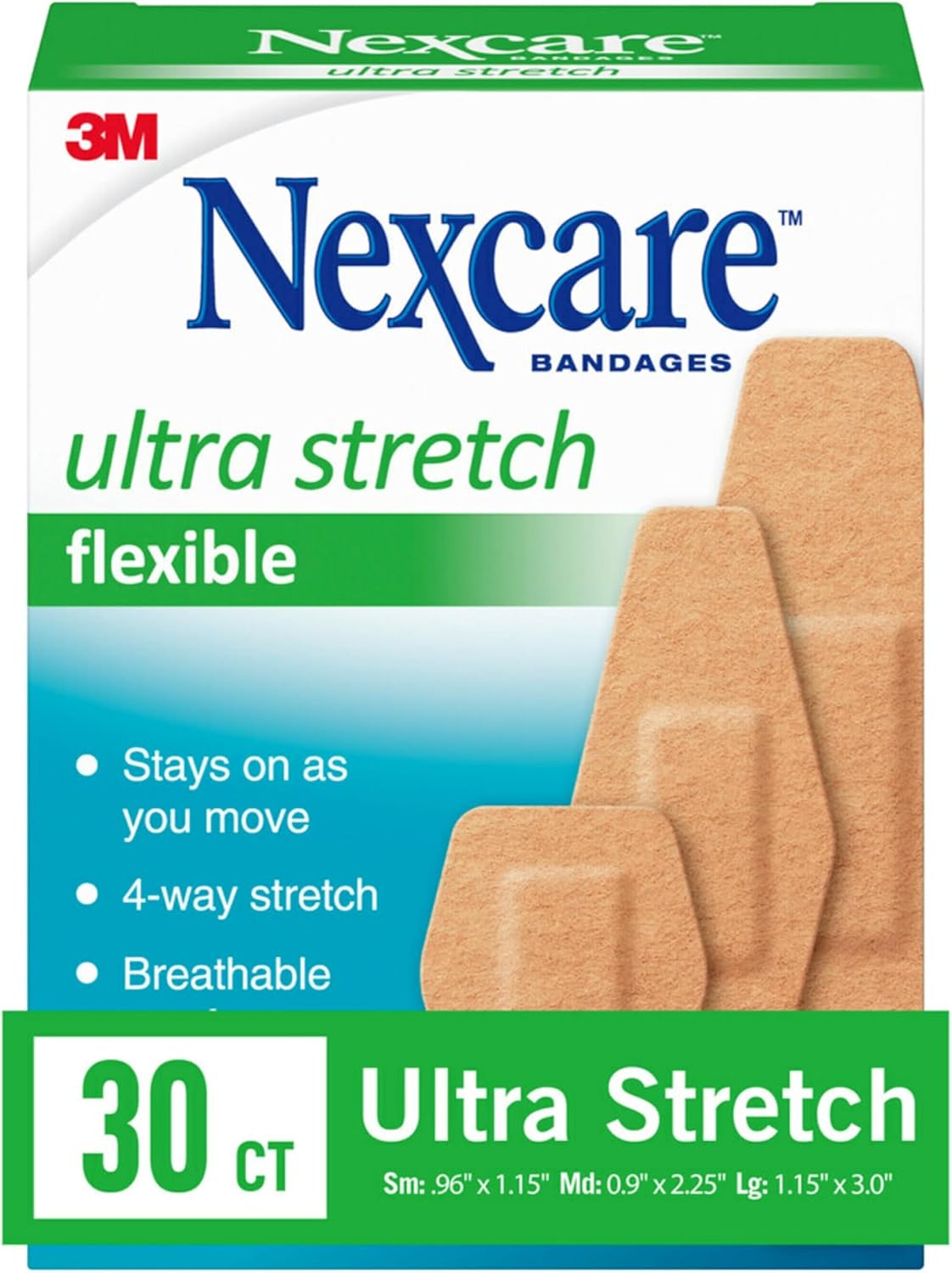 Nexcare Soft 'n Flex Bandage, Assorted Sizes, 30 Count