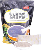 SODGHYTR-Black Sesame Walnut Yam Mulberry Paste-Chinese Cuisine, Breakfast Quick brewing (500 g) /17.64oz/containing 10 Small Bags/黑芝麻糊