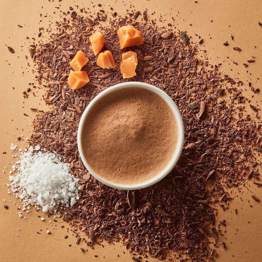Salted Caramel Hot Chocolate Mix – Gourmet Drinking Chocolate with Real Chocolate Flakes, Sweet & Salty Caramel Flavor, 10 Single-Serve Sachets by Hotel Chocolat