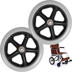 WORDFUN 2 Pcs Wheelchair Front Castor Wheels, Front Wheel Tires for Wheelchair, Black Grey, Solid Tires Front Wheel, Wheelchair Front Wheels Replacement Parts