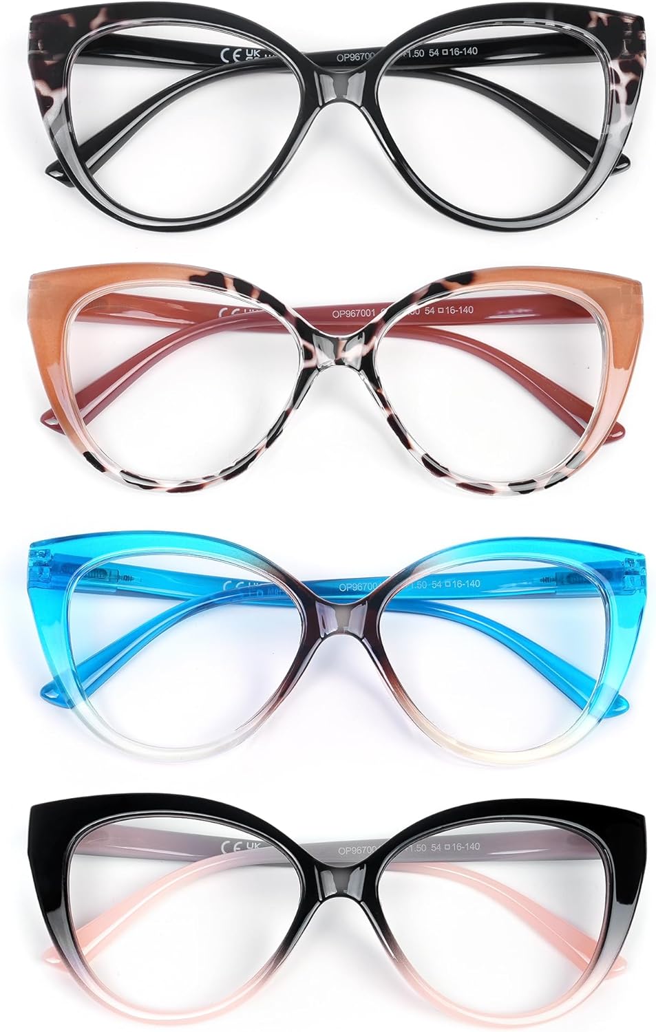 4PC Cat Eye Reading Glasses for Women,Blue Light Flexible Spring Hinges.Anti-glare Readers Fashion Reading Glasses for Women 1.75
