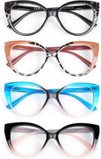 4PC Cat Eye Reading Glasses for Women,Blue Light Flexible Spring Hinges.Anti-glare Readers Fashion Reading Glasses for Women 1.75
