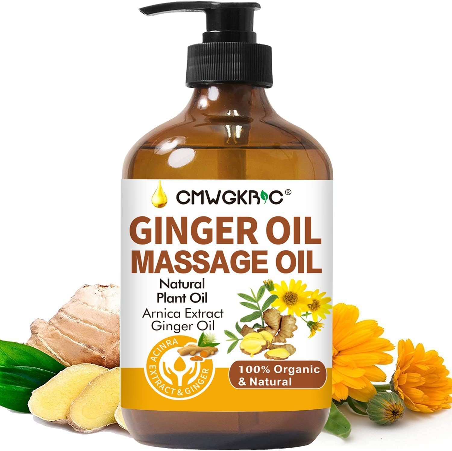 Ginger Oil,Fathers Day Gift,Ginger Massage Oil for Lymphatic Drainage,Natural Body Oil for Skin,Arnica Oil,Sore Muslce Massage Oil,Spa Ginger Oil-Warming and Relaxing for Fathers Day Gift for Husband
