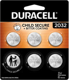 Duracell 2032 Lithium Battery, 6 Count (Pack of 1), Compatible with AirTag, Child Safety Features, Key Fob, CR2032 3V Cell