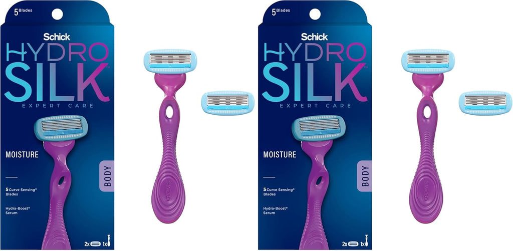 Schick Hydro Silk Razor for Women With 2 Moisturizing Blade Refills (Pack of 2)
