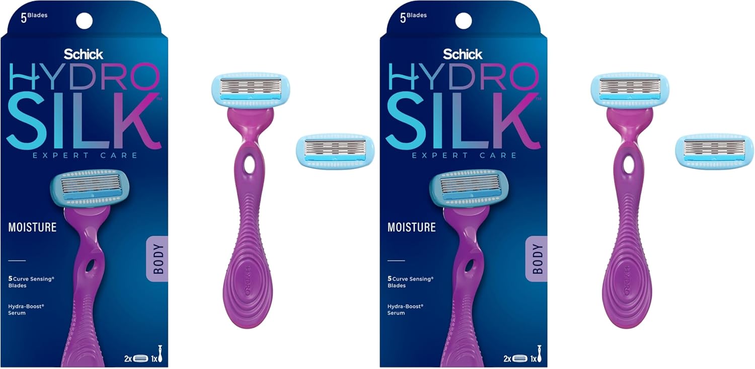 Schick Hydro Silk Razor for Women With 2 Moisturizing Blade Refills (Pack of 2)