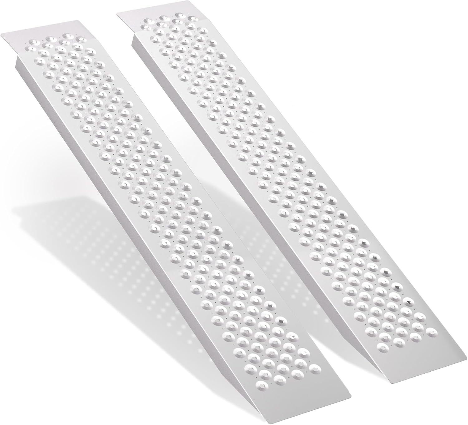 Aluminum Shed Ramp Pair-47.2" L x 8.5" W-2pcs, 880 lb Heavy-Duty Capacity, Lightweight 6.7 lb Each, Perforated Non-Slip Traction for Lawn Mower, Motorcycle, Wheelbarrow, ATV, Farm & Workshop