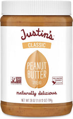 Justin's Classic Peanut Butter Creamy Spread, No Stir, Gluten-Free, 28 Ounce Jar, 1 Pack