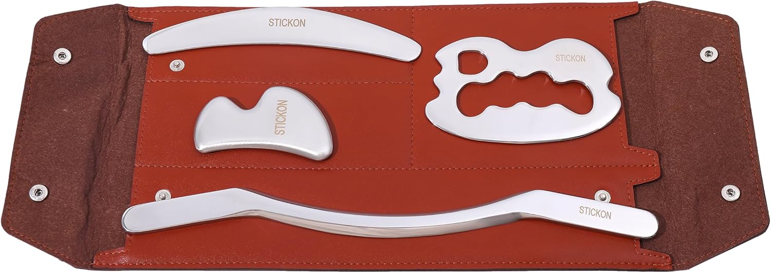 STICKON Gua Sha Massage Tool Sets Stainless Steel Gua Sha Scraping Massage Tools Great Soft Tissue Mobilization Tool(STICKON-47)