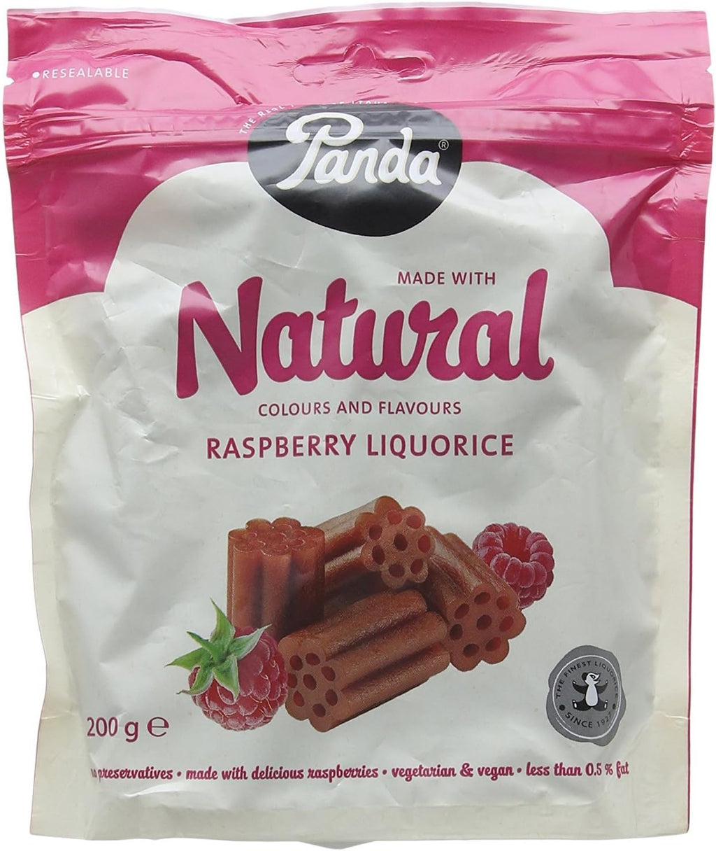Panda Natural Raspberry Licorice 200 g (Pack of 6)