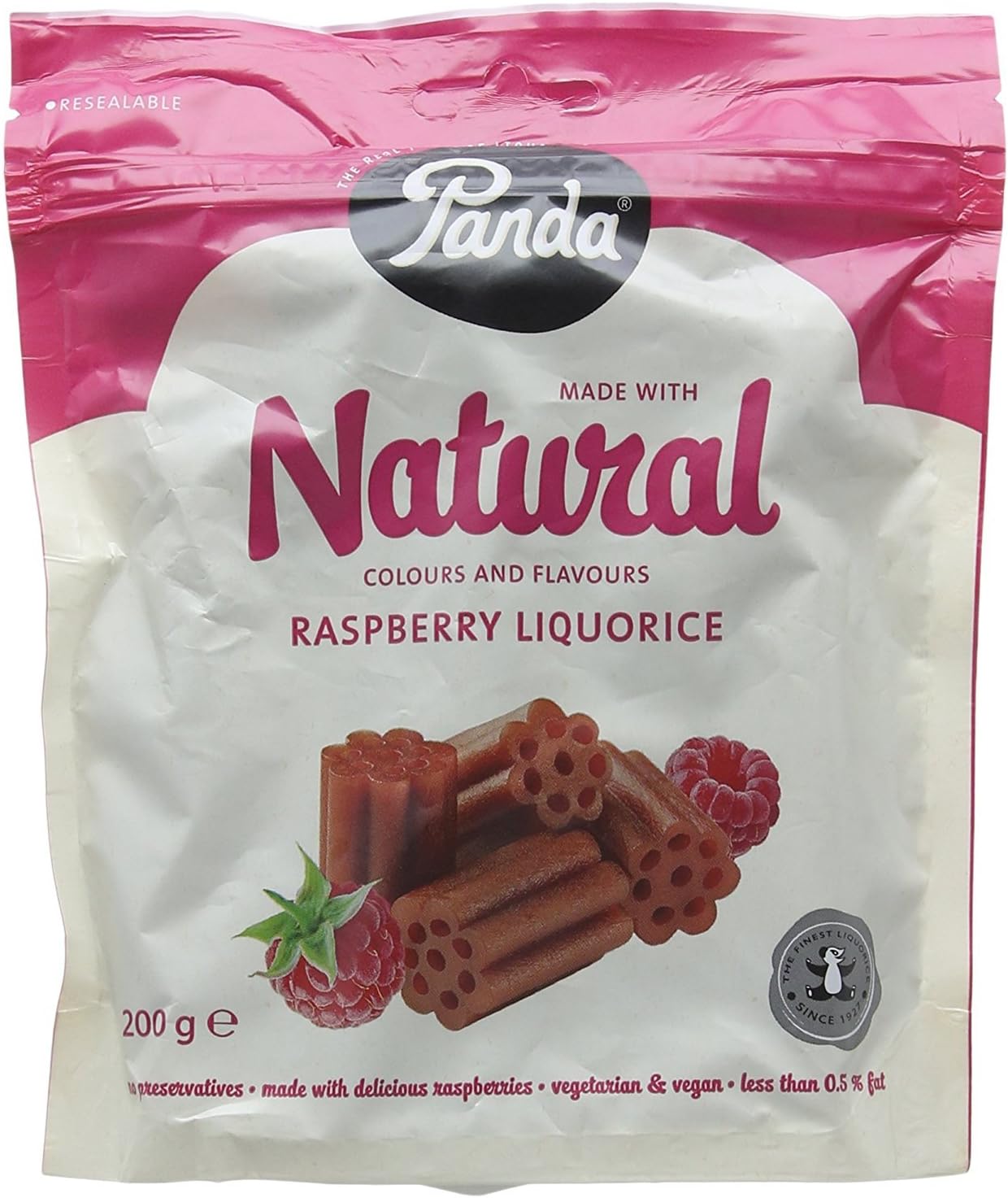 Panda Natural Raspberry Licorice 200 g (Pack of 6)