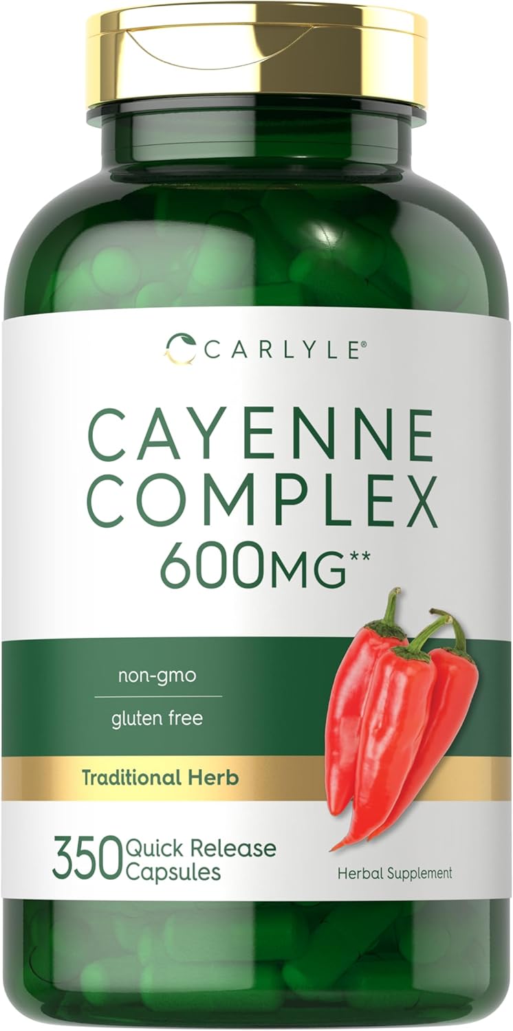 Carlyle Cayenne Pepper Capsules | 350 Pills | Non-GMO, Gluten Free Supplement