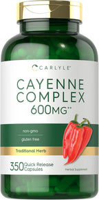 Carlyle Cayenne Pepper Capsules | 350 Pills | Non-GMO, Gluten Free Supplement