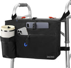 Walker Bag with Cup Holder, Walker Accessories for Seniors Detachable, Foldable Walker Basket with Big Capacity, Best Gift- Black (Not Fit Rollator Walkers)