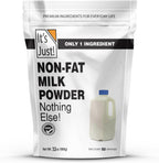 It's Just - Powdered Non-Fat (Skim) Milk, rBST/rBGH Hormone Free, Shelf Stable, Just Add Water, Makes Over 1.5 Gallon Milk, 2 Pound Milk Powder