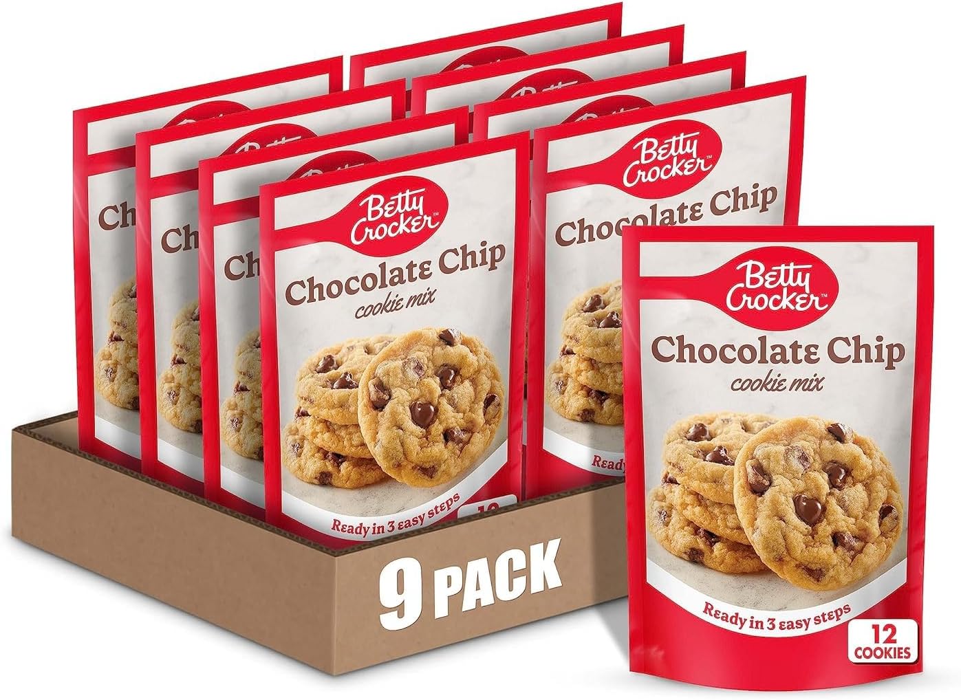 Betty Crocker Chocolate Chip Cookie Mix, Makes (12) 2-inch Cookies, 7.5 oz. (Pack of 9)