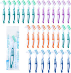 30pcs Denture Toothbrush Set, Hard and Soft Double Bristle Denture Brush, 4 Colors Optional Denture Care Cleaning Brush, Rubber Non-Slip Handle for Denture Brushes
