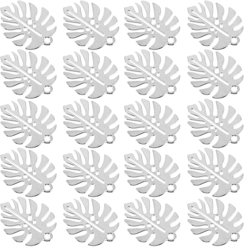 TEHAUX 50Pcs Retro Hollow Monstera Leaf Charms Alloy Pendants for Jewelry Making Diy Earrings Bracelets Necklaces Sweater Chain Accessories