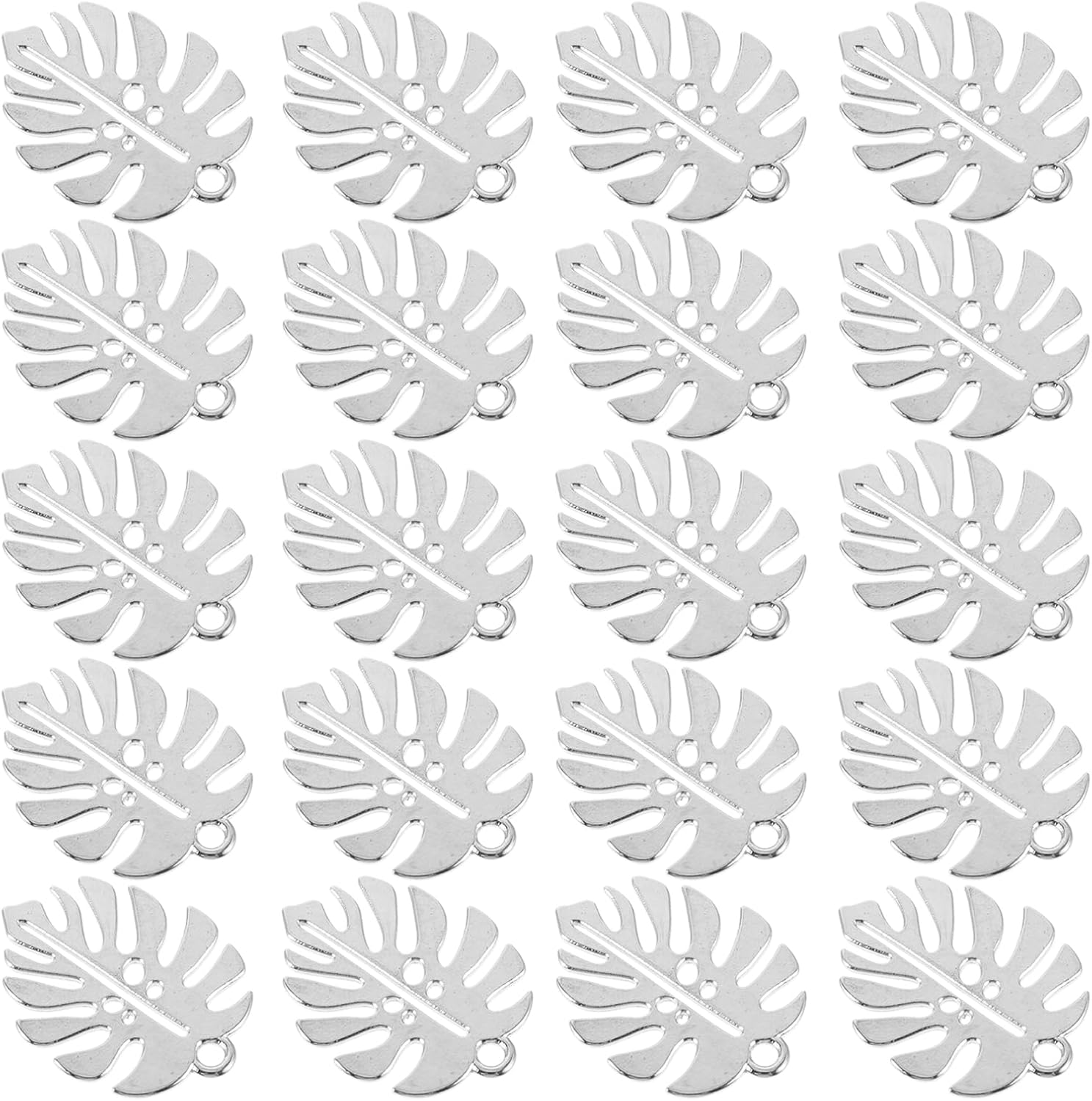 TEHAUX 50Pcs Retro Hollow Monstera Leaf Charms Alloy Pendants for Jewelry Making Diy Earrings Bracelets Necklaces Sweater Chain Accessories