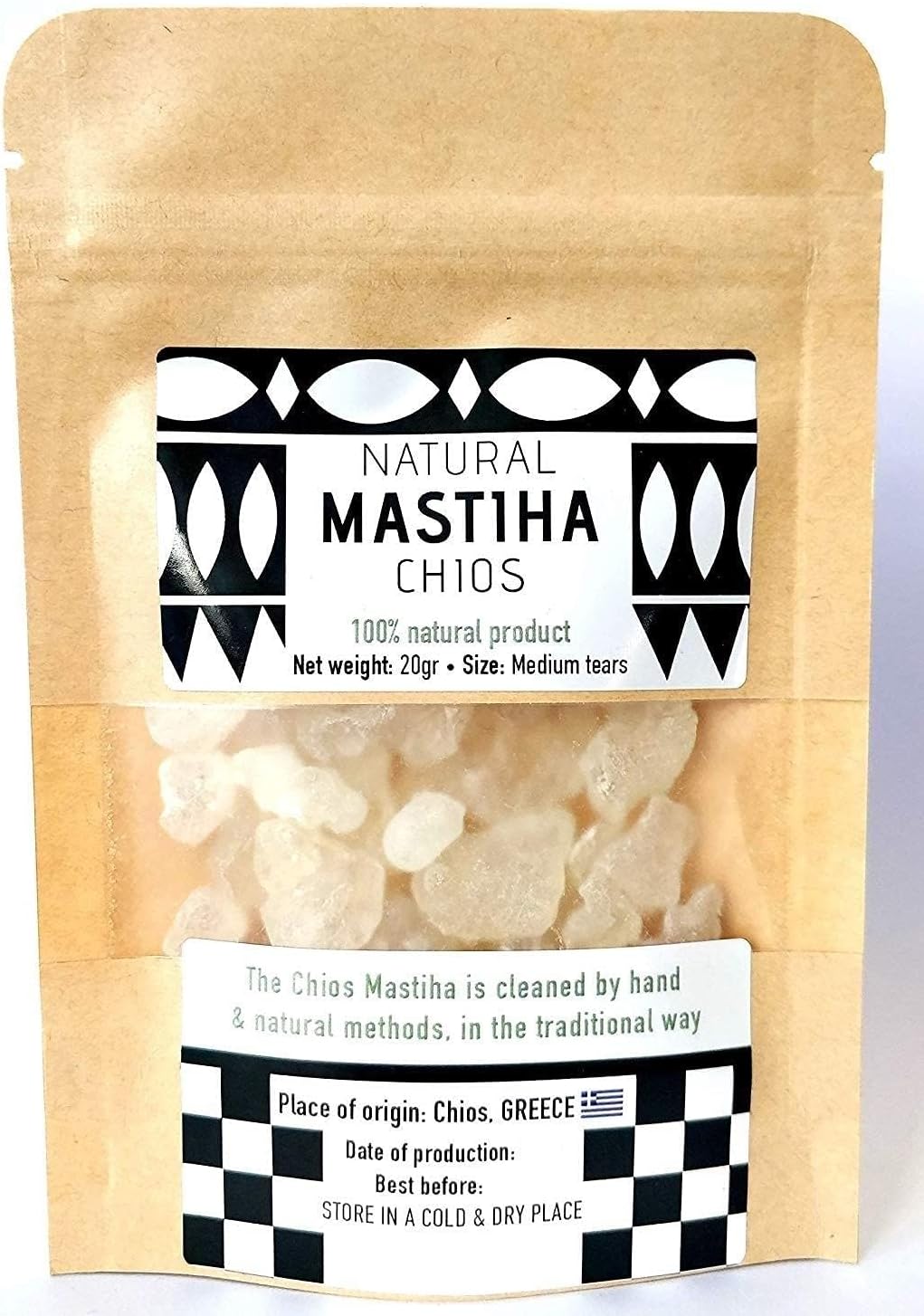 Chios Mastiha Tears Gum Greek 100% Natural Mastic Packs From Mastic Growers Fresh (20gr Medium Tears)