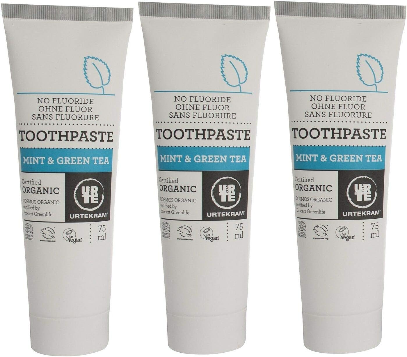 (3 PACK) - Urtekram - Mint with Green Tea Toothpaste | 75ml | 3 PACK BUNDLE
