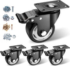 Caster Wheels - 3 Inch Casters Set of 4 Heavy Duty, BOSGEOT Locking Industrial Caster with 360 Degree No Noise Polyurethane Wheels, Swivel Plate Casters with Brake - Pack of 4