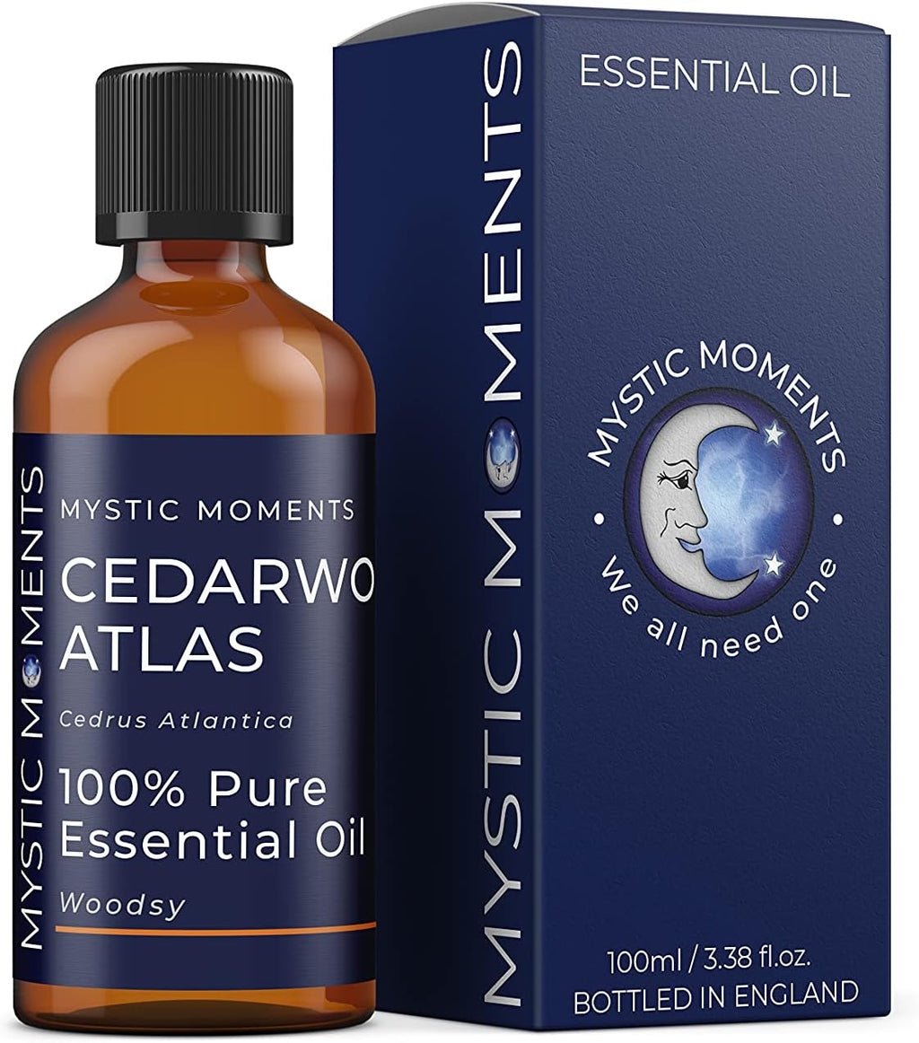 Mystic Moments | Cedarwood Atlas Essential Oil 100ml Pure & Natural | Cedrus atlantica | Warm Woody Aromatherapy & Diffuser Oil | Grounding Forest Aroma