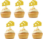 Set of 24 Cheese Cupcake Toppers for First Birthday, Gold Glitter Cheese Sign Cupcake Toppers, Cake Decorations for Baby Shower/Sweet Cheese Theme Birthday Supplies