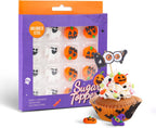 16 Pcs Edible Halloween Cupcake Toppers, 8 Pumpkin Cupcake Toppers, 8 Ghost Cake Decorations, Halloween Cake Decorations for Cookies, Cakecircle, Cupcakes, macarons, and Ice Cream