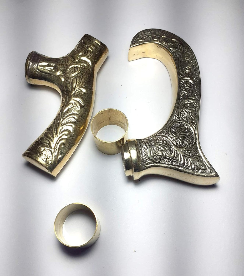 2 Pic Golden & Silver Handle Walking Stick for Men and Women
