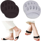 Reusable Honeycomb Fabric Forefoot Pads Soft Ball of Foot Cushions Metatarsal Pads for Women Men Prevention Pain Relief (Black,Grey)