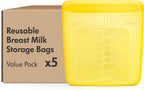 Medela Reusable Silicone Breast Milk Storage Bags with Double-Seal Design, BPA Free, One-Piece, Fridge and Freezer Storable, 220 ml, 500 Uses